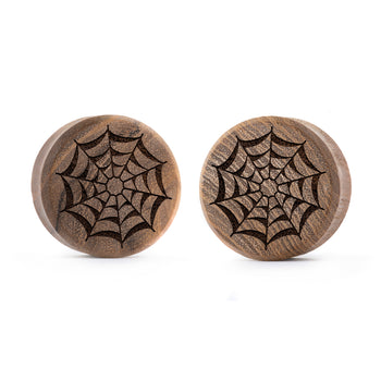 Web Plug / Gauge - Teak Wood | Flat Faced Double Flare