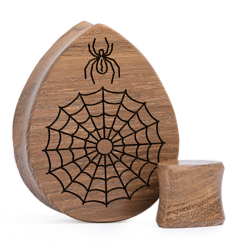 Web Plug / Gauge - Teardrop Teak Wood | Flat Faced Double Flare