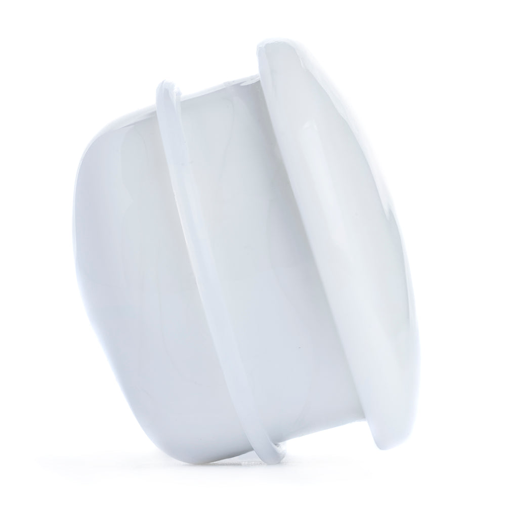 White Single Flare Glass Plug / Gauge - Single Flare Plugs / Gauges in 1.6mm (14g), 10mm (00g), 30mm (1.18")