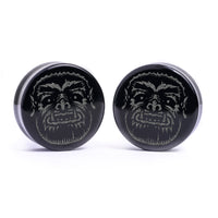 Plug / Gauge Loup-garou - Verre noir | Face plate double évasé