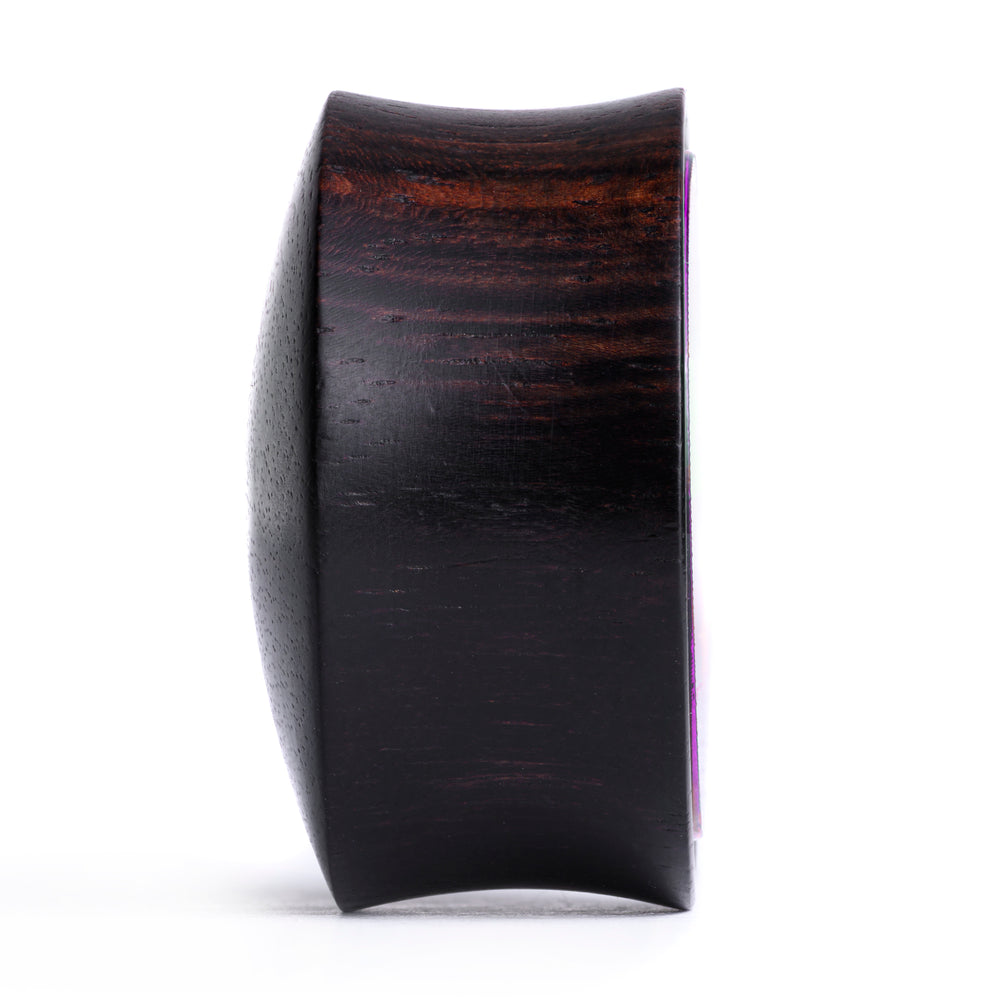 Pentagramm Plug / Gauge - Purple Inlay Ebony Wood | Konvexe Doppelaufgeweitet