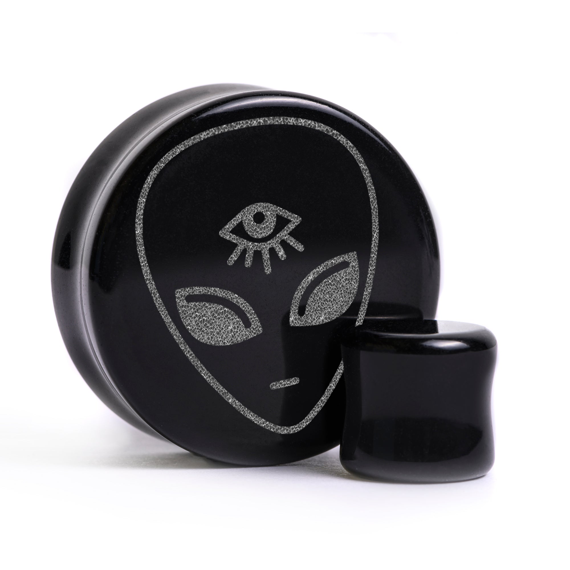 Alien Plug / Gauge - Black Glass | Flat Faced Double Flare