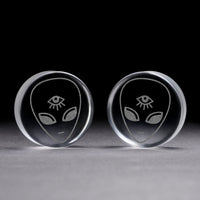 Alien Plug / gauge - klares Glas | Doppelaufgeweitet mit flachem Gesicht