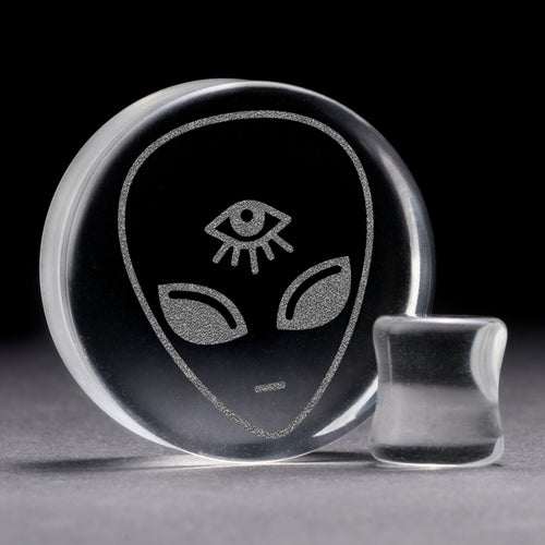 Alien Plug / gauge - klares Glas | Doppelaufgeweitet mit flachem Gesicht