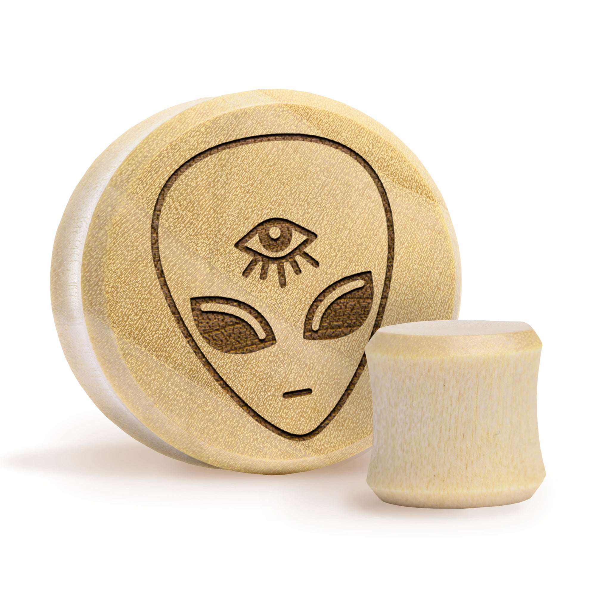 Alien Plug / gauge - Krokodilholz | Doppelaufgeweitet mit flachem Gesicht