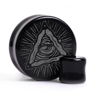 All Seeing Eye Plug / Jauge - Verre noir | Double flare à face plate