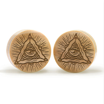 Starburst Mandala Zier Tattoo Plug / gauge - Saba Wood | Konvexe Doppelaufgeweitet