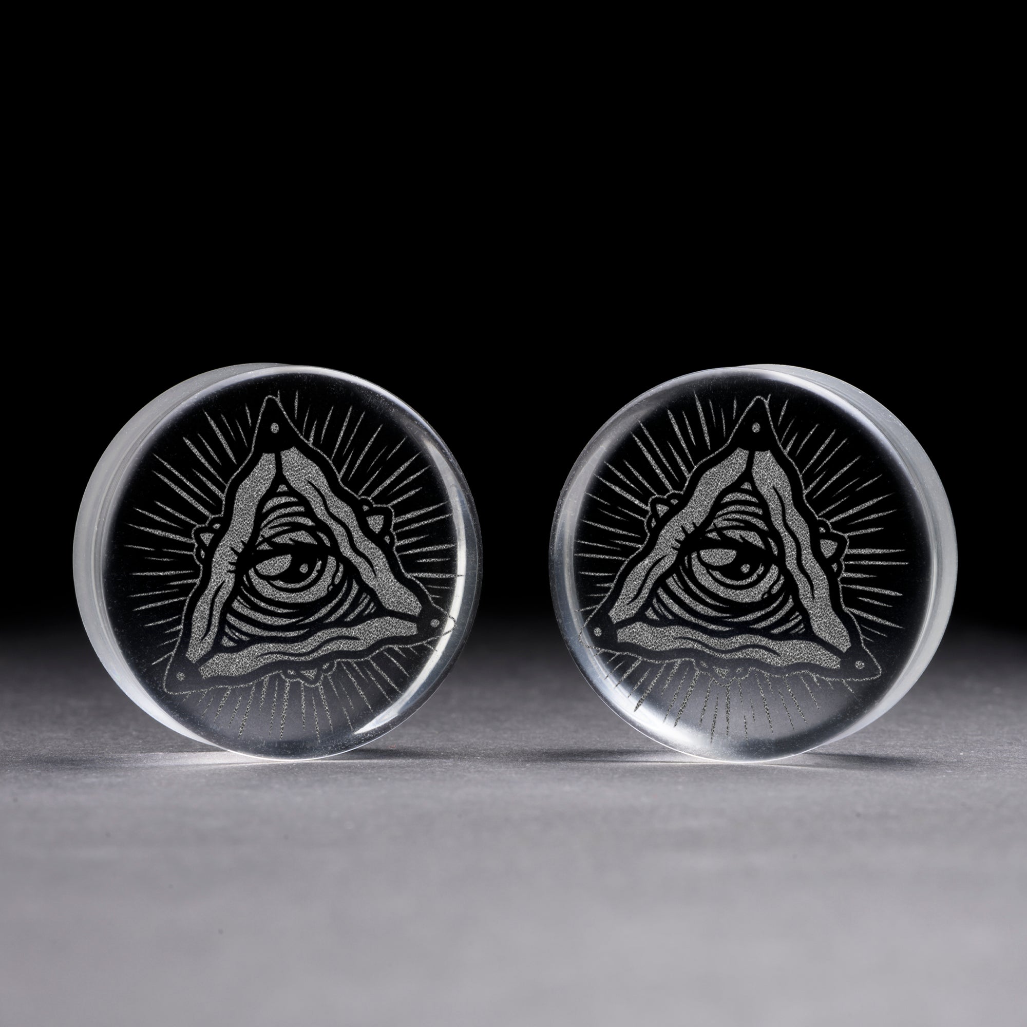 Kitsune Fox Mask Plug / Gauge - Black Glass | Flat Faced Double Flare