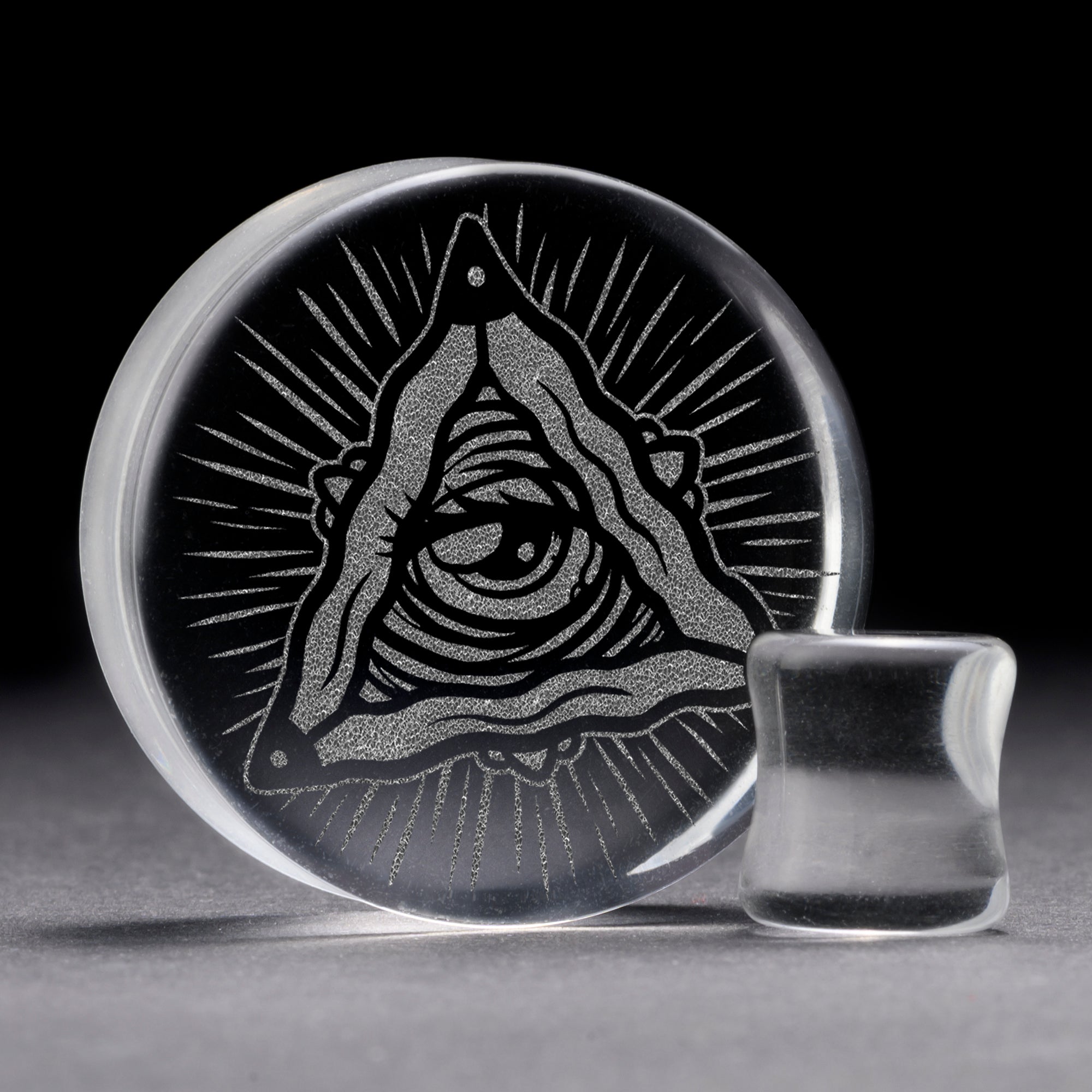 All Seeing Eye Plug / Gauge - Clear Glass | Flat Faced Double Flare