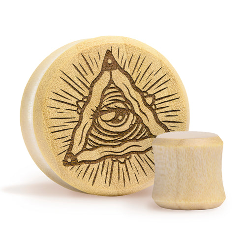 All Seeing Eye Plug / Gauge - Crocodile Wood | Flat Faced Double Flare