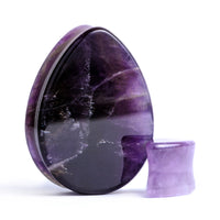 Teardrop Amethyst Stone Plug / Gauge