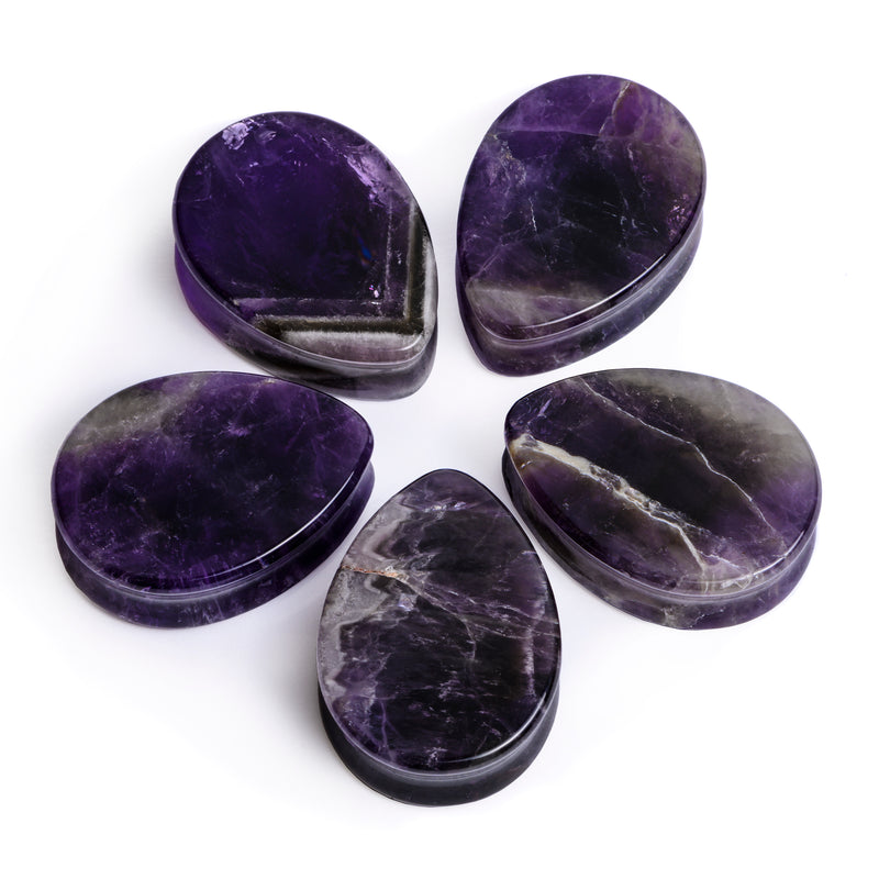 Teardrop Amethyst Stone Plug / Gauge