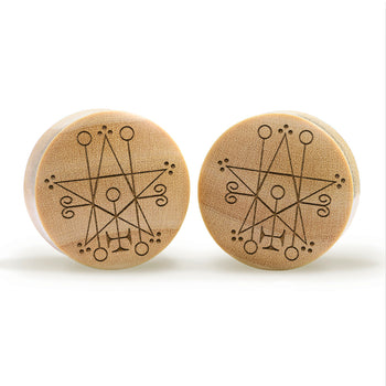 Astaroth Satanic Plug / Gauge - Crocodile Wood | Convex Double Flare