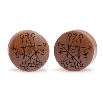 Libra -Tierkreis -plug / Gauge - Saba Wood | Konvexe Doppelaufgeweitet