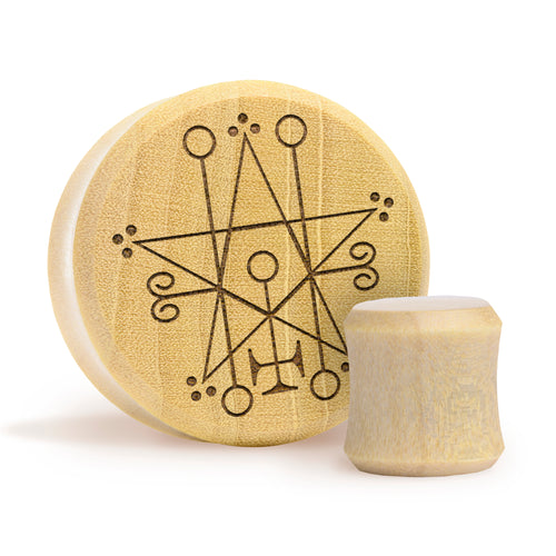 Astaroth Satanic Plug / Gauge - Crocodile Wood | Flat Faced Double Flare