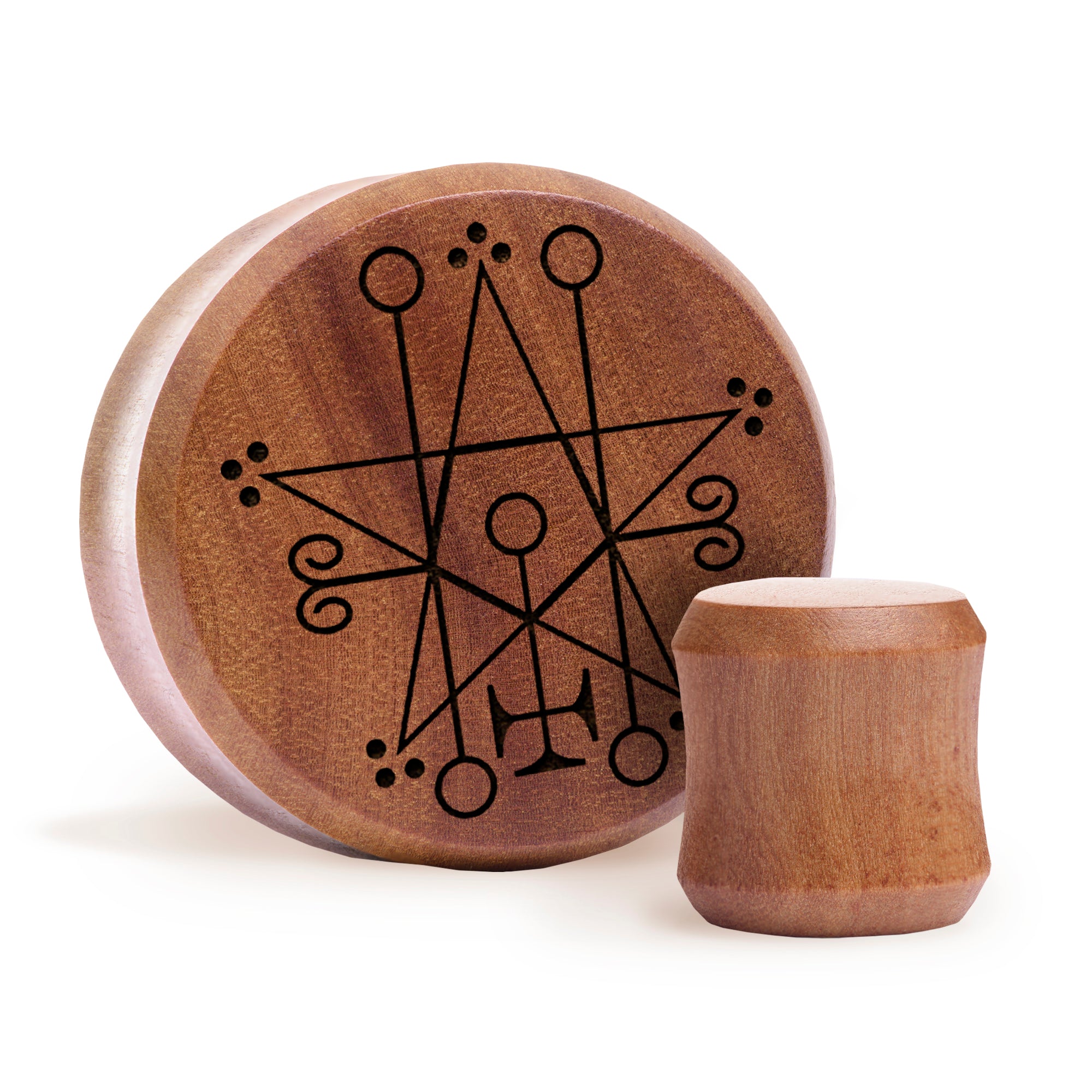 Astaroth Satanic Plug / Gauge - Saba Wood | Doppelaufgeweitet mit flachem Gesicht