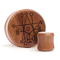 Astaroth Satanic Plug / Gauge - Saba Wood | Doppelaufgeweitet mit flachem Gesicht
