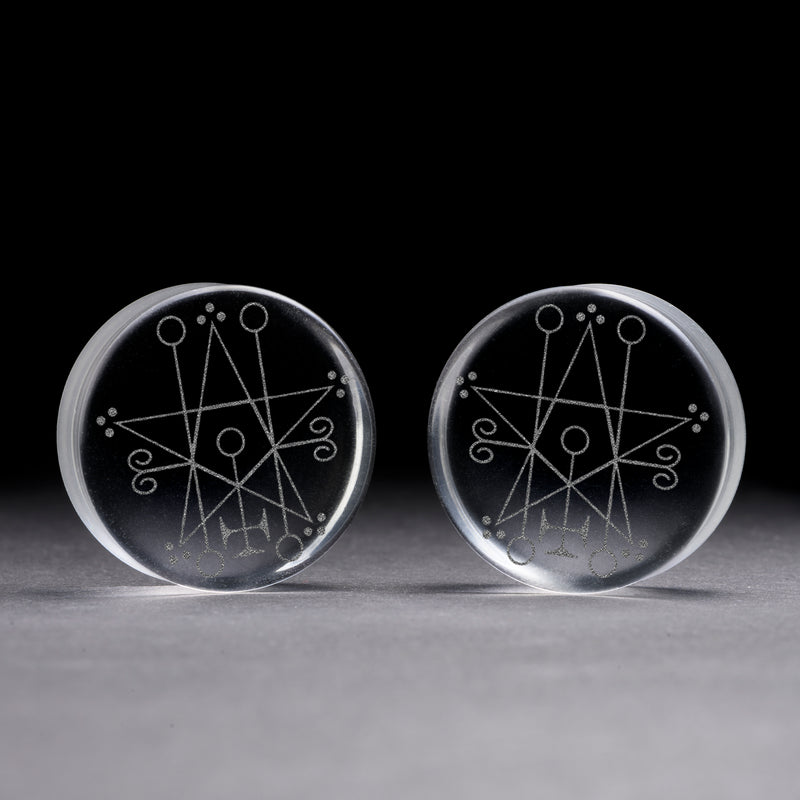 Astaroth Plug satanique / Jauge - Verre transparent | Double flare à face plate