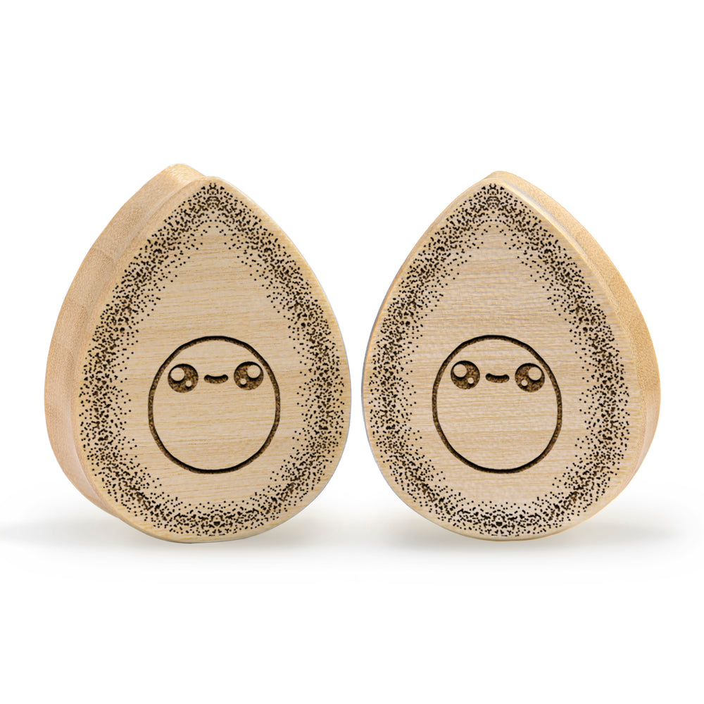 Avocado Plug / Gauge - Tränenkrokodilholz | Doppelaufgeweitet mit flachem Gesicht