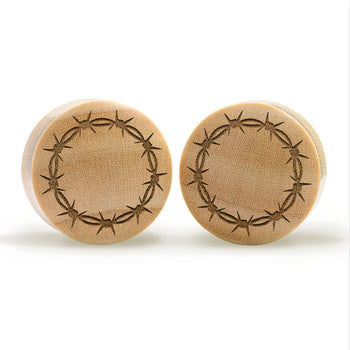 Barbed Wire Plug / Gauge - Crocodile Wood | Convex Double Flare