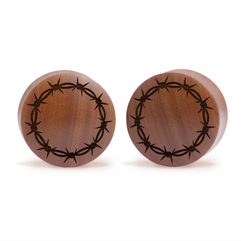 Stacheldrahtplug / gauge - Saba Wood | Konvexe Doppelaufgeweitet