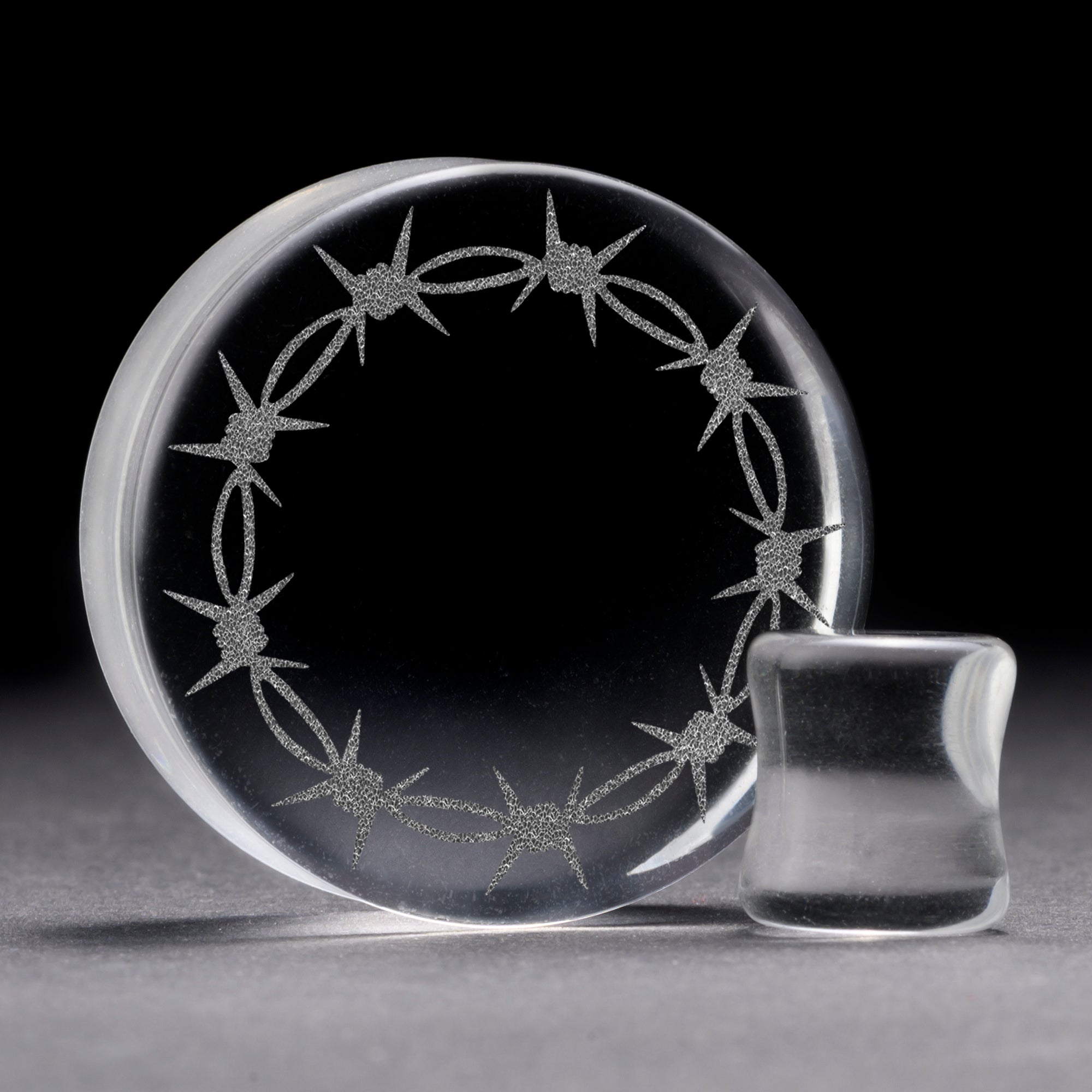 Barbed Wire Plug / Gauge - Clear Glass | Flat Faced Double Flare