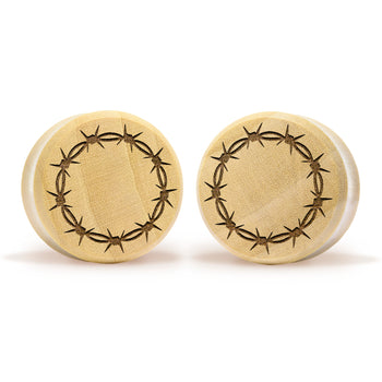 Barbed Wire Plug / Gauge - Crocodile Wood | Flat Faced Double Flare