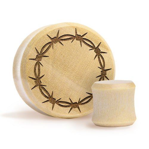 Barbed Wire Plug / Gauge - Crocodile Wood | Flat Faced Double Flare