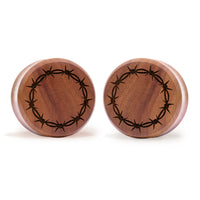 Stacheldrahtplug / gauge - Saba Wood | Doppelaufgeweitet mit flachem Gesicht