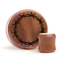 Stacheldrahtplug / gauge - Saba Wood | Doppelaufgeweitet mit flachem Gesicht