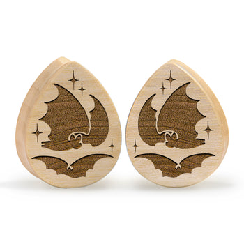 Linework Mandala Ornamental Tattoo Plug / Gauge - Crocodile Wood | Convex Double Flare