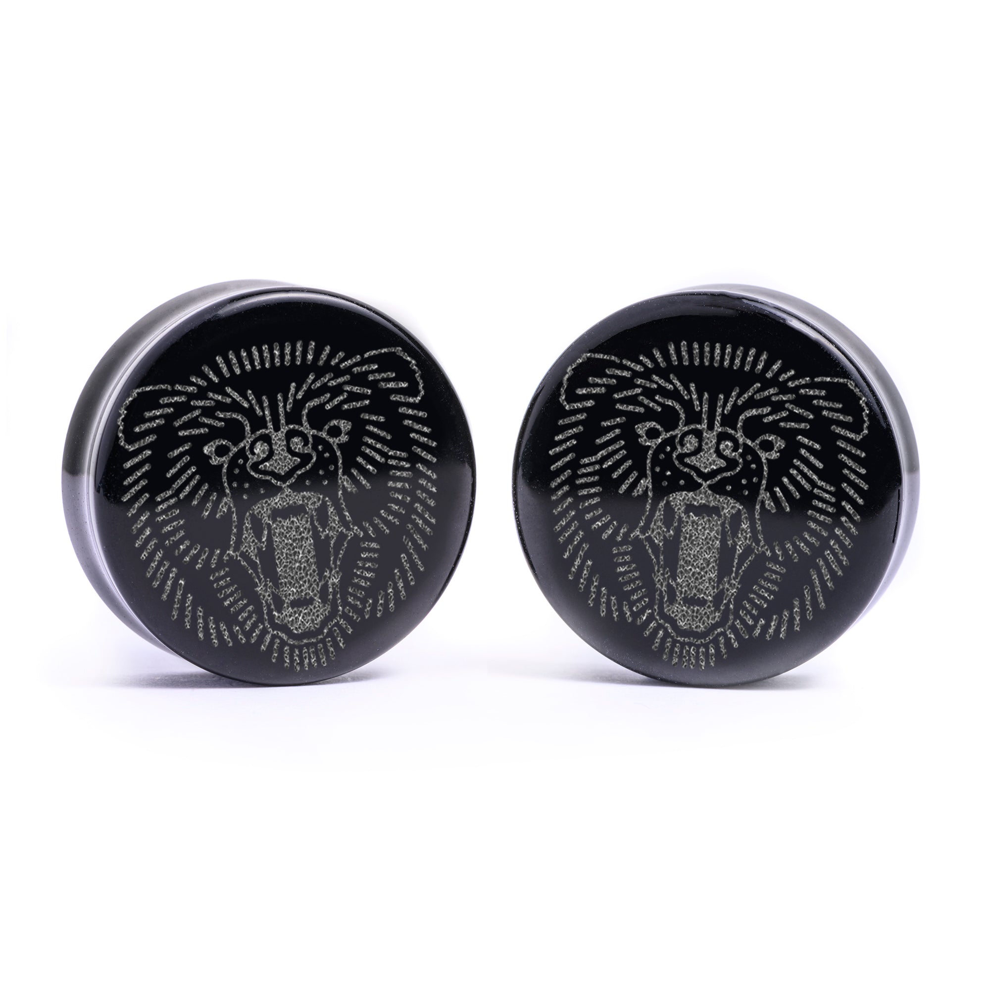 Bear Plug / Gauge - Black Glass | Flat Faced Double Flare