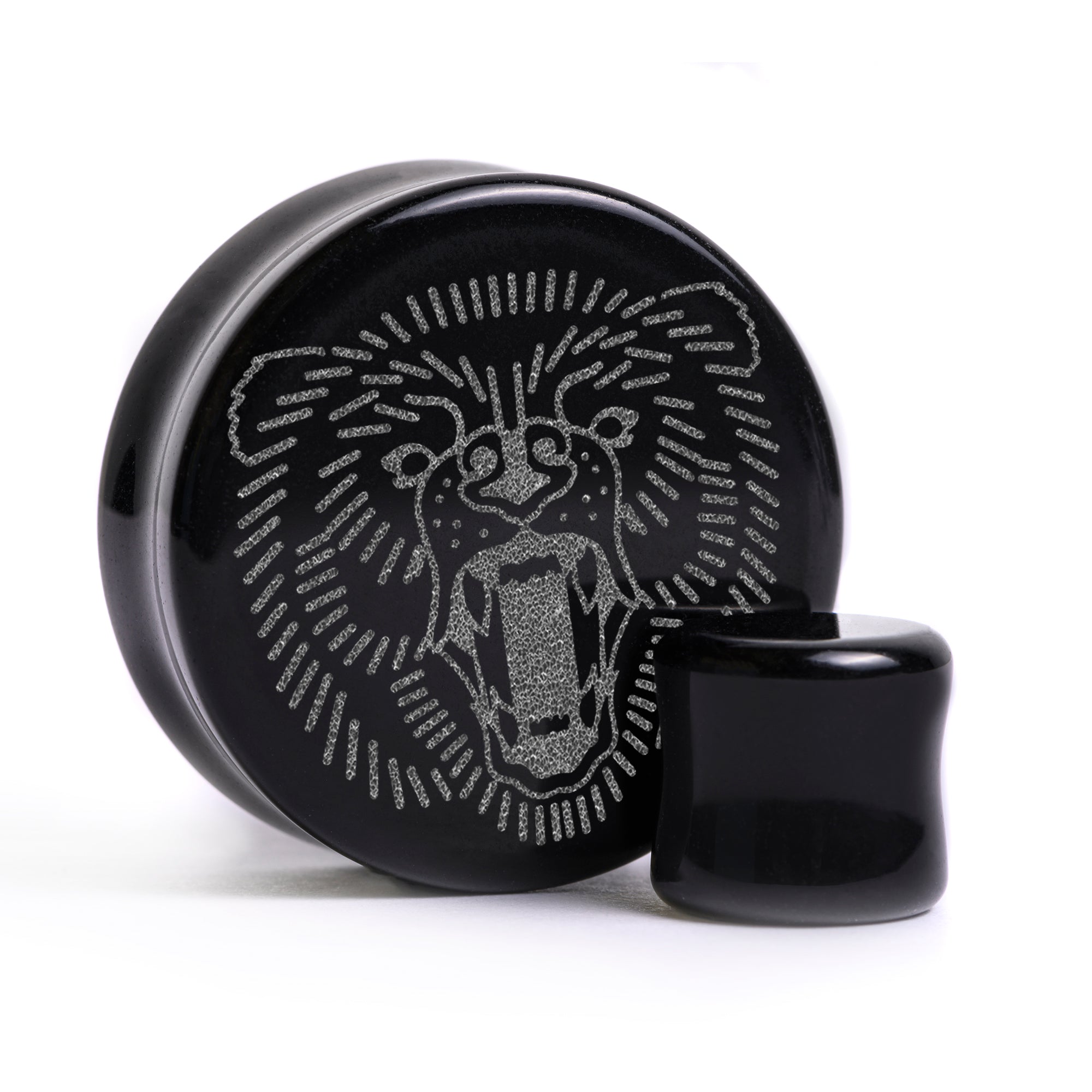 Bear Plug / Gauge - Black Glass | Flat Faced Double Flare