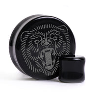 Plug Ours / Gauge - Verre Noir | Double Flare À Face Plate