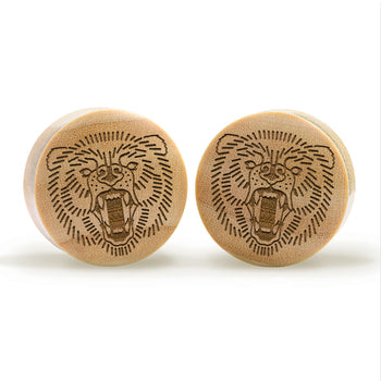 Avocado  Plug / Gauge - Teardrop Crocodile Wood | Flat Faced Double Flare