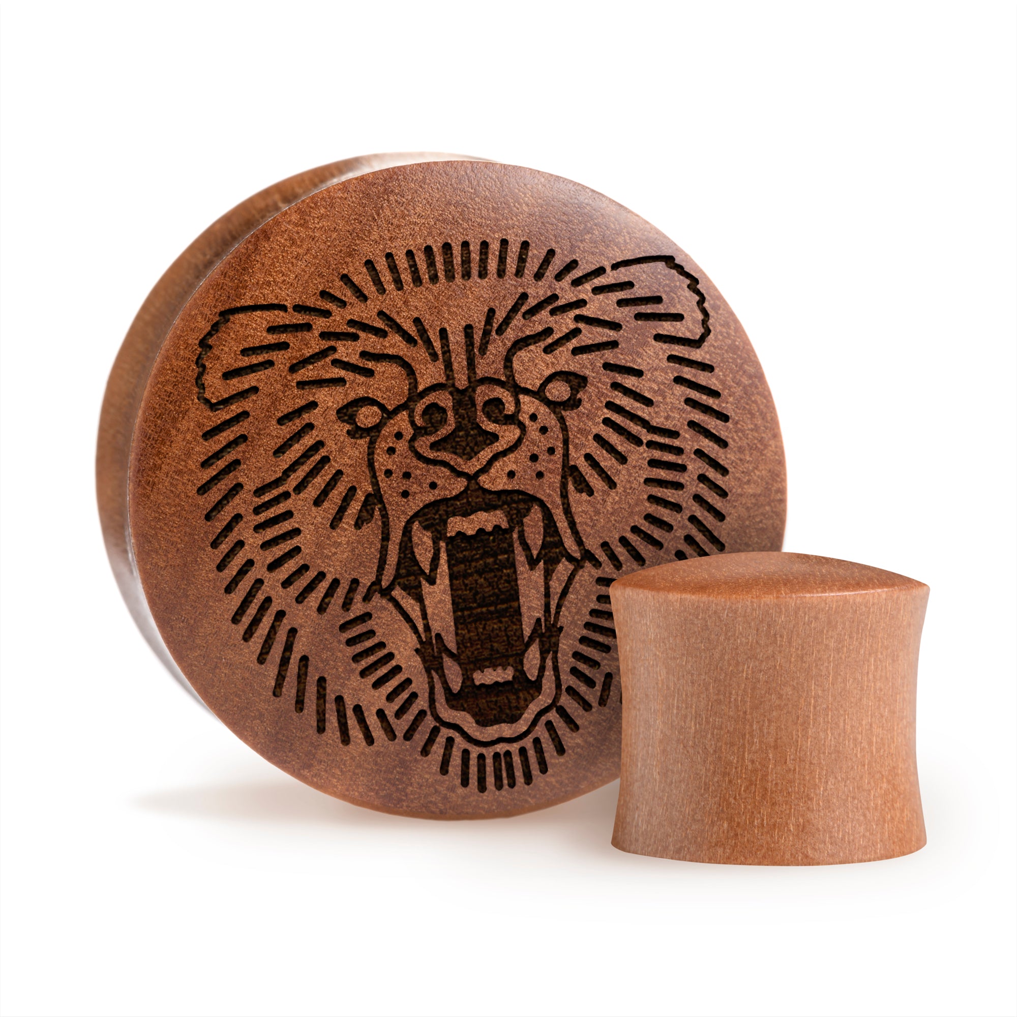 Bear Plug / Gauge - Saba Wood | Convex Double Flare - Lasered To Order In House At Custom Plugs HQ