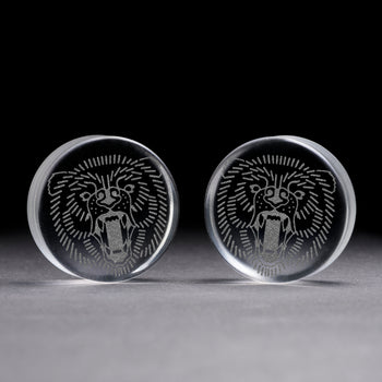 Starburst Mandala Zierstattoo Plug / gauge - klares Glas | Doppelaufgeweitet mit flachem Gesicht
