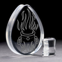 Cauldron Plug / Gauge - Teardrop Clear Glass | Doppelaufgeweitet mit flachem Gesicht