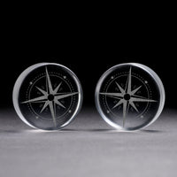 Compass Plug / gauge - Clear Glass | Doppelaufgeweitet mit flachem Gesicht