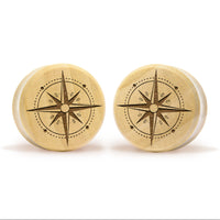 Compass Plug / Jauge - Bois de crocodile | Double flare à face plate