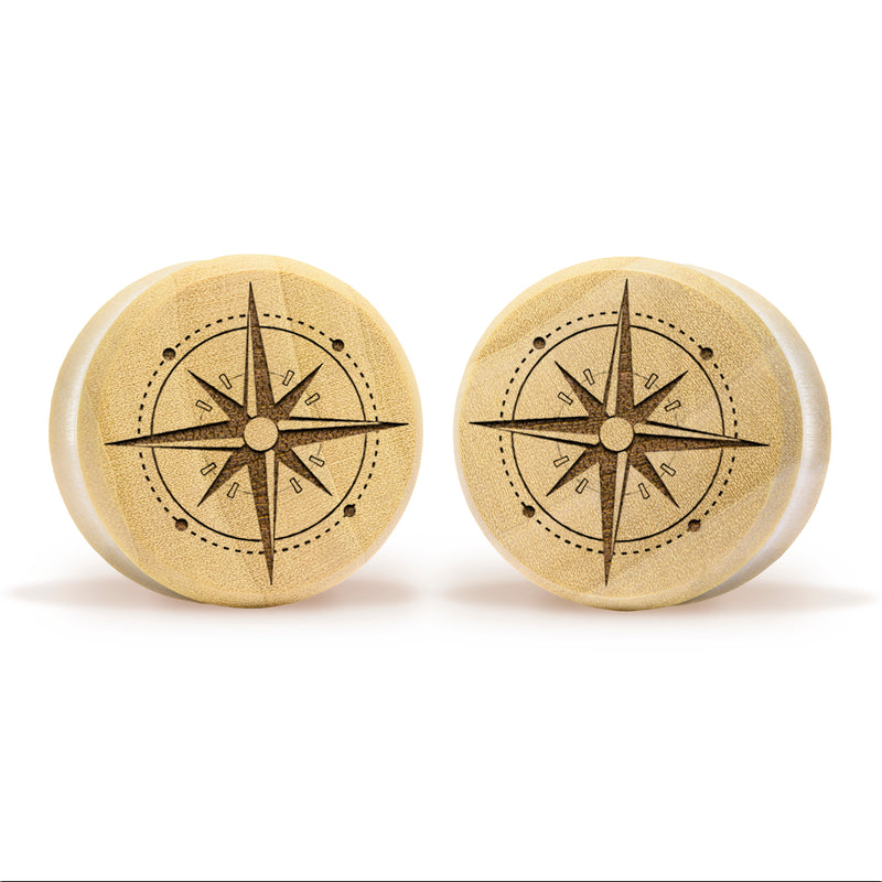 Compass Plug / Jauge - Bois de crocodile | Double flare à face plate