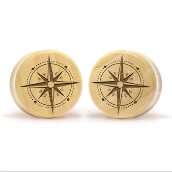 Compass Plug / Gauge - Crocodile Wood | Flat Faced Double Flare