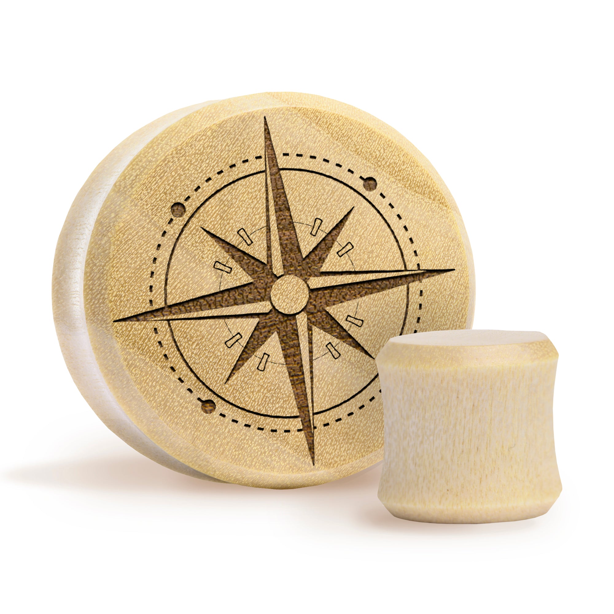 Compass Plug / gauge - Krokodilholz | Doppelaufgeweitet mit flachem Gesicht