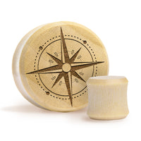Compass Plug / gauge - Krokodilholz | Doppelaufgeweitet mit flachem Gesicht