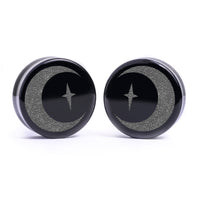 Plug / Gauge Lune croissante - Verre noir | Double évasement à face plate