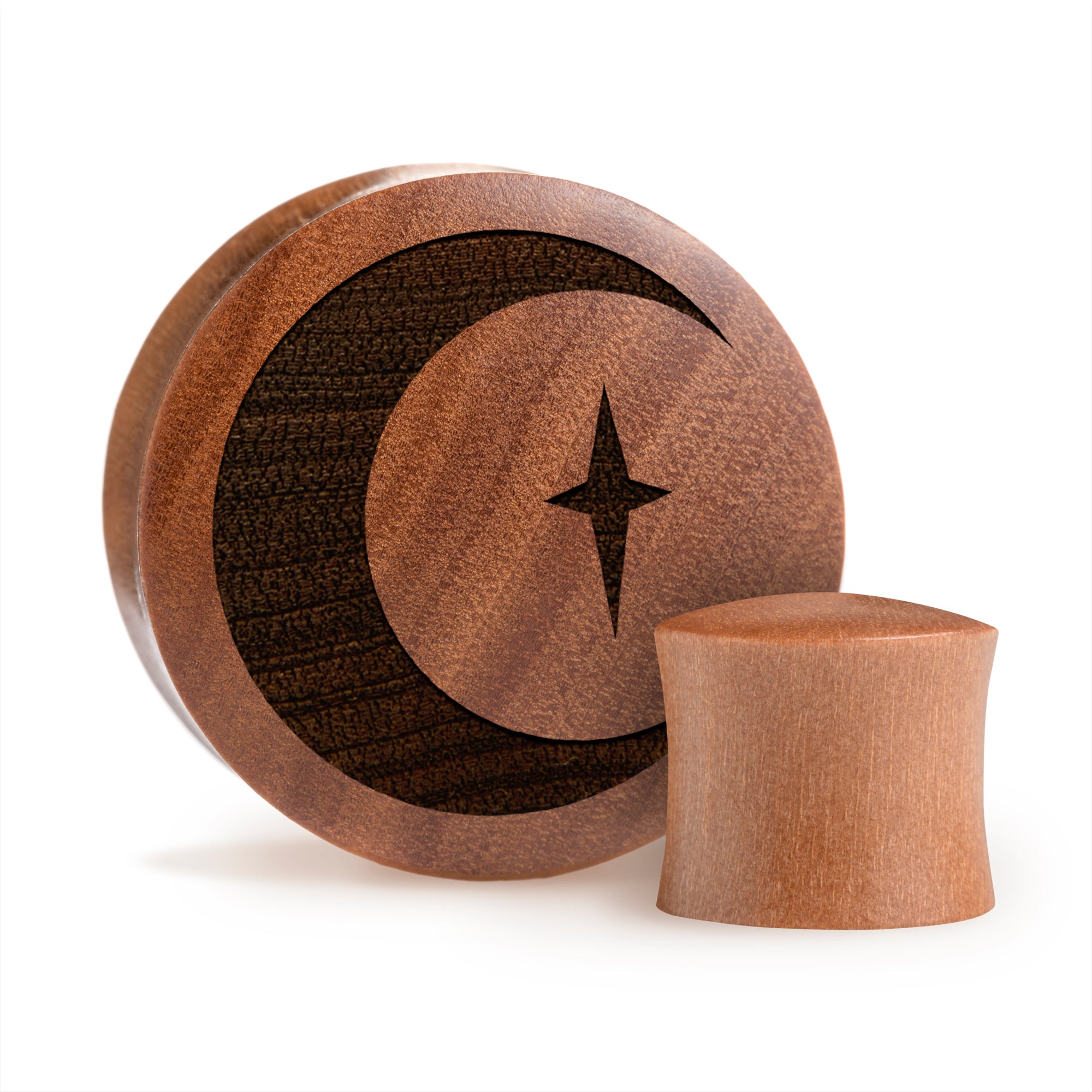 Crescent Moon Plug / Gauge - Saba Wood | Konvexe Doppelaufgeweitet