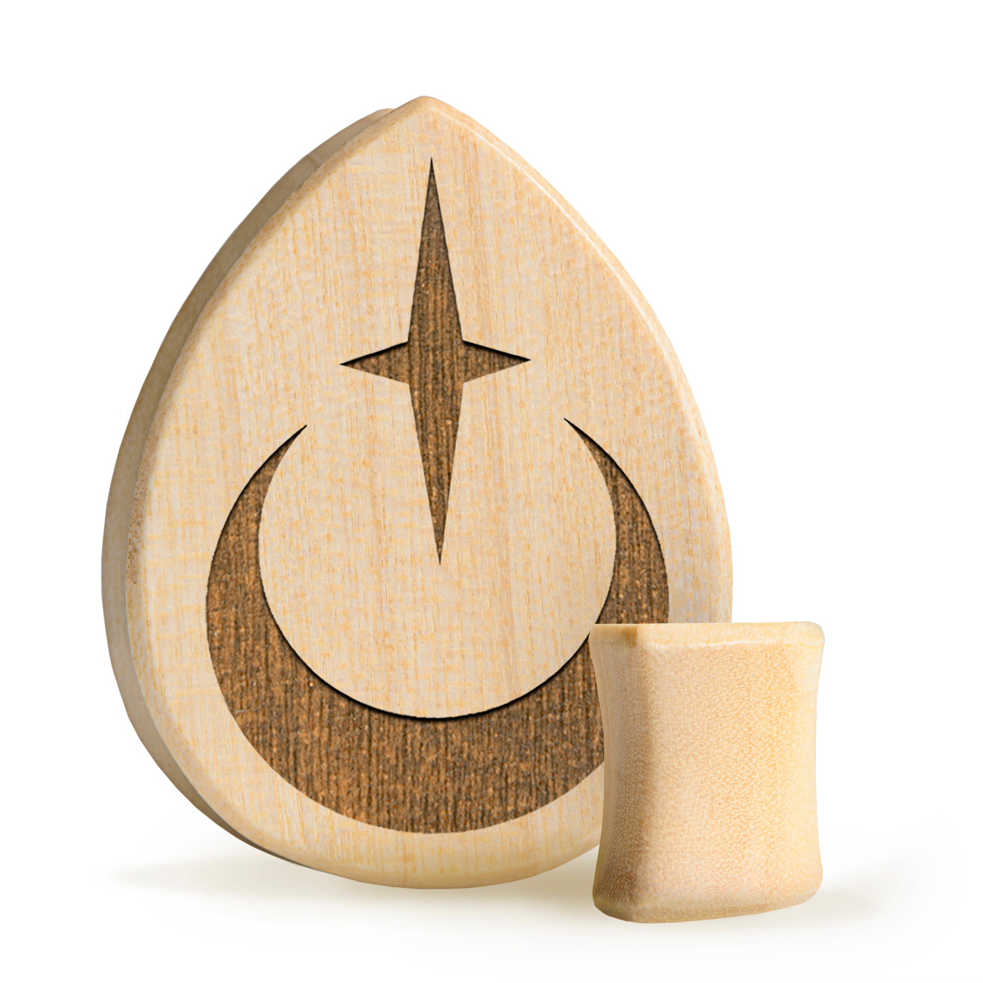 Crescent Moon Plug / Gauge - Tränenkrokodilholz | Doppelaufgeweitet mit flachem Gesicht