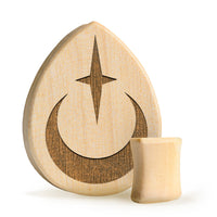 Crescent Moon Plug / Gauge - Tränenkrokodilholz | Doppelaufgeweitet mit flachem Gesicht