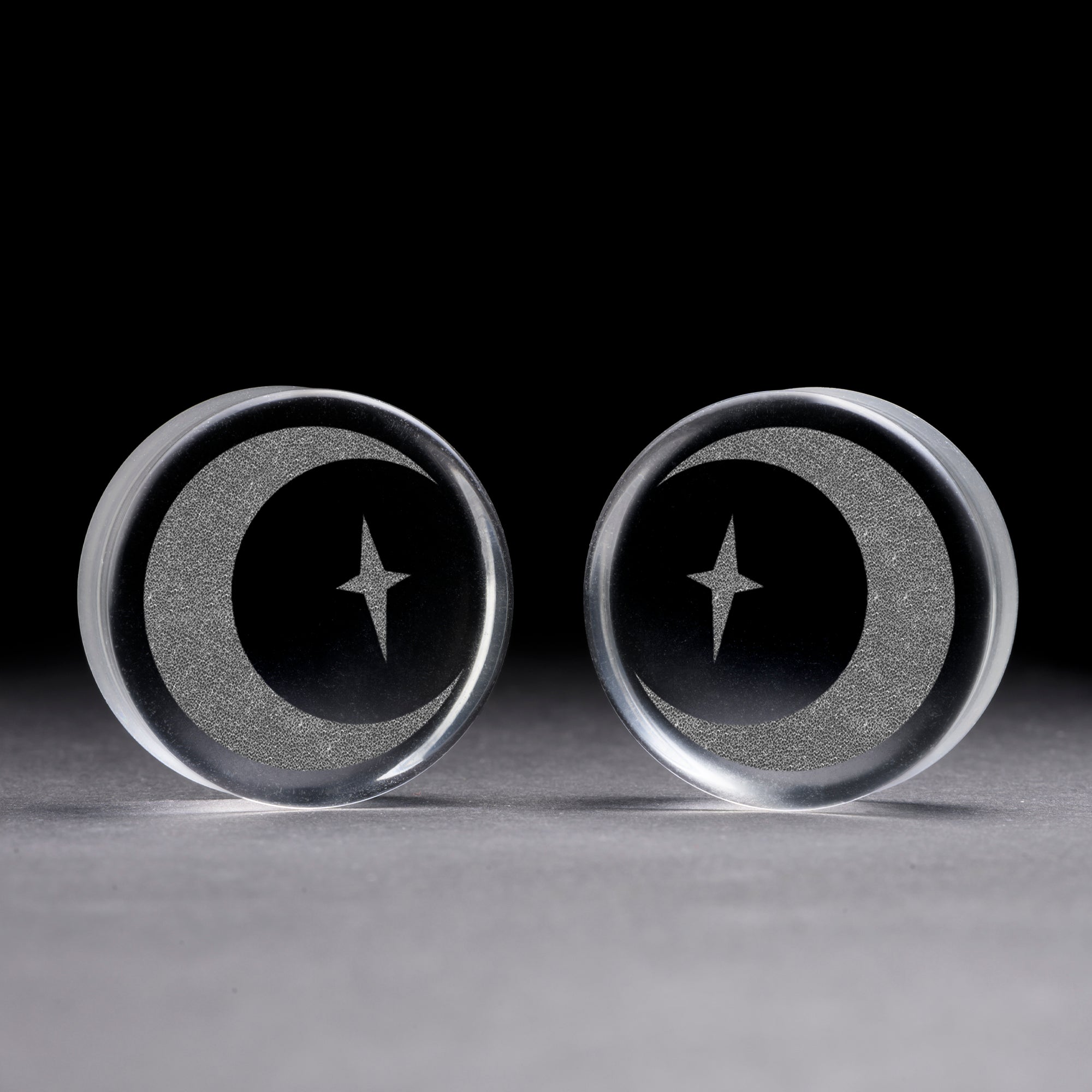 Crescent Moon Plug / Gauge - Clear Glass | Flat Faced Double Flare