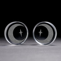 Crescent Moon Plug / Gauge - Verre transparent | Double flare à face plate